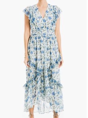 Blue and green Floral Tiered Maxi Dress maxi studio medium